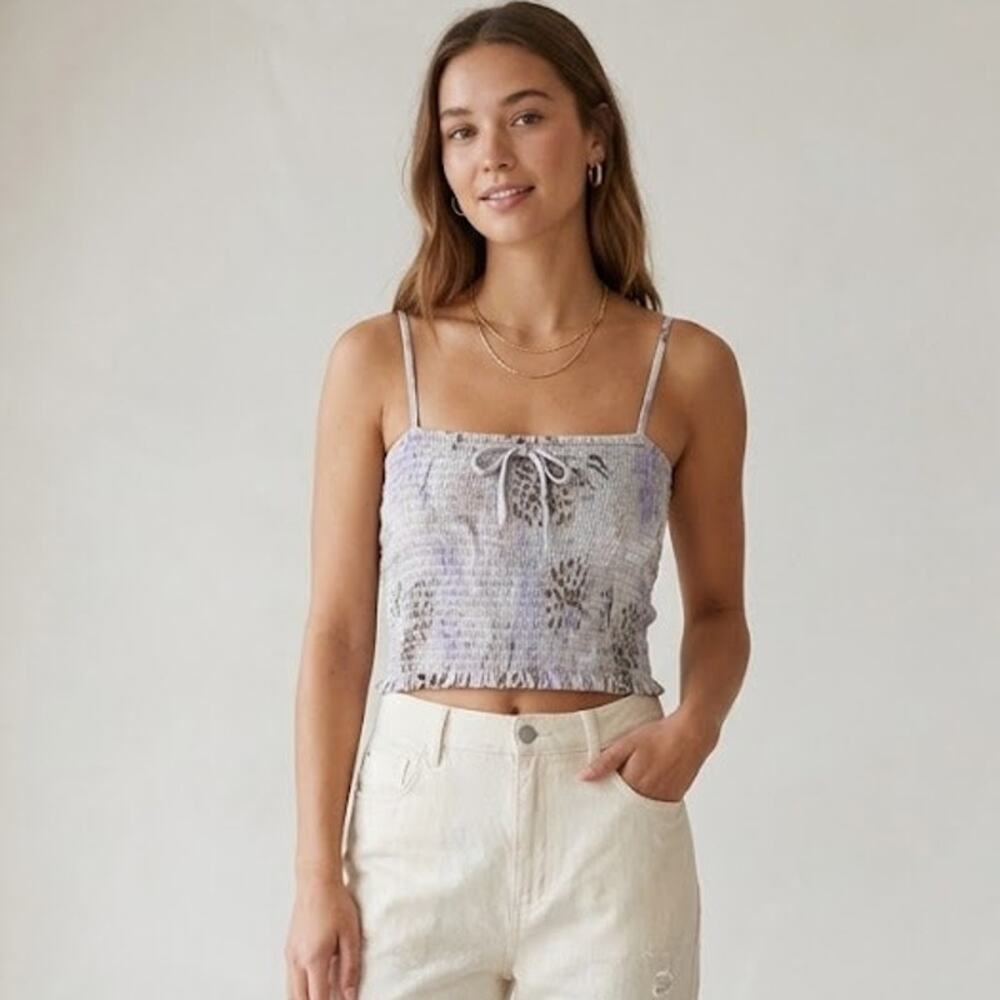 Aritzia Wilfred Lavender Floral Crop Tank Top Pastel Fairy Delicate Small